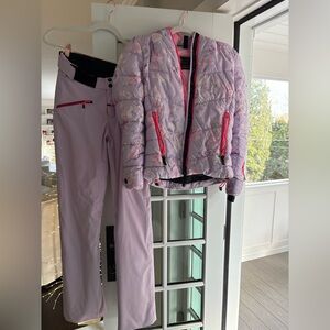 LoveShackFancy Floral Ski Jacket and Pants Set - Lavender and Pink